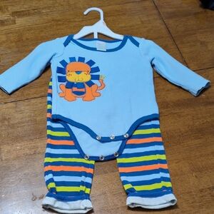 Nursery Rhyme Light Blue and Multicolor Striped Bodysuit